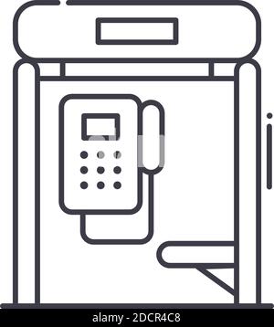 Phone booth icon, linear isolated illustration, thin line vector, web design sign, outline concept symbol with editable stroke on white background. Stock Vector
