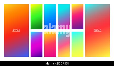 Vibrant and neon soft gradient smooth color background set. Stock Vector