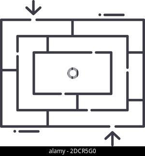 Maze labyrinth concept icon, linear isolated illustration, thin line vector, web design sign, outline concept symbol with editable stroke on white Stock Vector