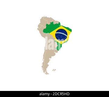 Brazil on South America map vector. Vector illustration. Stock Vector