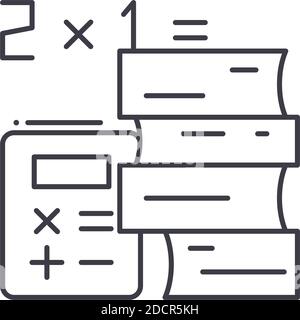 Math icon, linear isolated illustration, thin line vector, web design sign, outline concept symbol with editable stroke on white background. Stock Vector