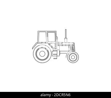 Tractor, machine icon on white background. Vector illustration. Stock Vector