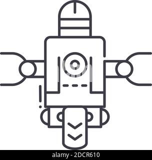 Personal robot icon, linear isolated illustration, thin line vector, web design sign, outline concept symbol with editable stroke on white background. Stock Vector
