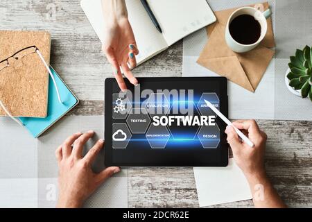 Software development and process automation concept on tablet computer screen Stock Photo