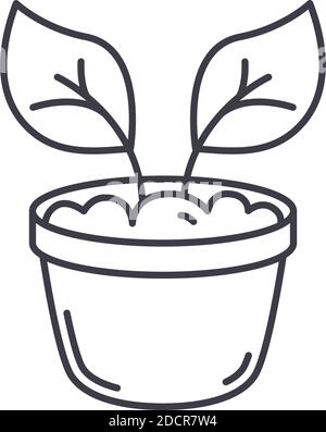 Plant plot icon, linear isolated illustration, thin line vector, web design sign, outline concept symbol with editable stroke on white background. Stock Vector