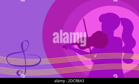 International music day. Background posters festival. Girl with a violin. World Music Day. Stock Vector