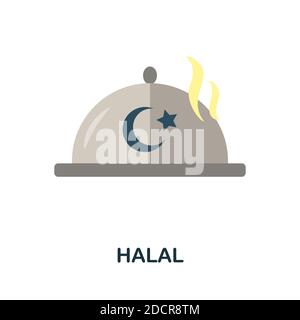 Halal icon. Simple element from muslim collection. Creative Halal icon for web design, templates, infographics and more Stock Vector
