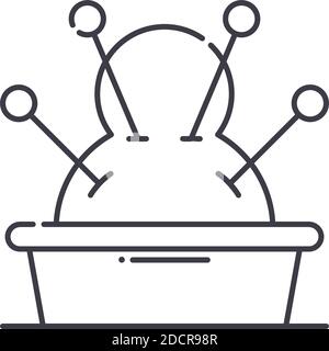 Pincushion icon, linear isolated illustration, thin line vector, web design sign, outline concept symbol with editable stroke on white background. Stock Vector