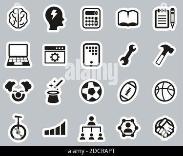 Skill & Talent Icons Black & White Flat Design Set Big Stock Vector ...