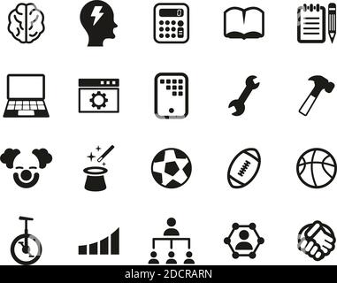 Skill & Talent Icons Black & White Set Big Stock Vector