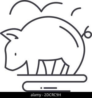Pig icon, linear isolated illustration, thin line vector, web design sign, outline concept symbol with editable stroke on white background. Stock Vector