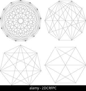 Geometric polygon with diagonal angles drawn. Geometry vector design shape, element – Stock vector illustration, clip art graphics Stock Vector