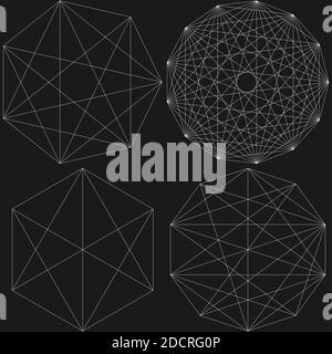 Geometric polygon with diagonal angles drawn. Geometry vector design shape, element – Stock vector illustration, clip art graphics Stock Vector