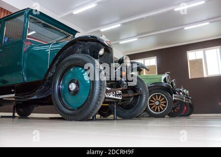 Chelyabinsk, Russia - March 10, 2016: Museum of classic retro cars of the early XX century Stock Photo