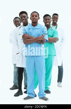 in full growth. smiling young doctors standing one by one Stock Photo