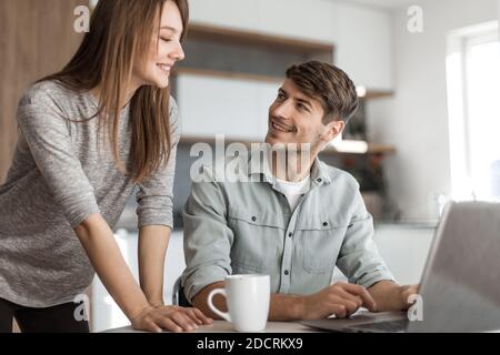 business colleagues shaking hands with each other in the workplace Stock Photo