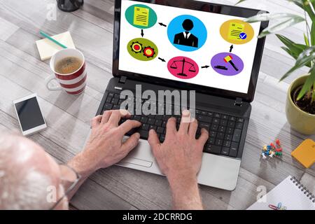 Document validation process concept shown on a laptop used by a man Stock Photo