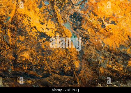 Old Faded Surface With Peeling Paint, Small Spots of Rust and Scratches Stock Photo