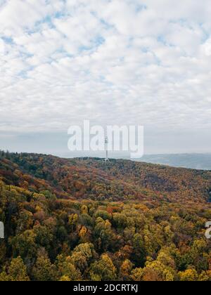 View of the Avala tower in autumn Stock Photo