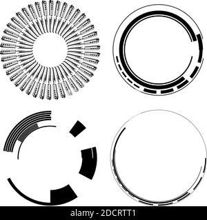 Geometric HUD, sc-fi GUI, UI circular elements. Geometric circle vector – Stock vector illustration, Clip art graphic Stock Vector