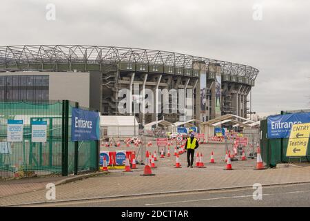 London, England, UK. 23 November 2020.  Covid-19 Drive-in Testing Station at Twickenham Stadium © Benjamin John Stock Photo