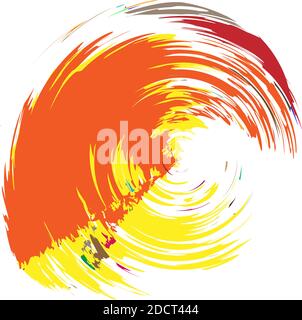 Grungy, textured circle, Grunge effect circular element. Smudge, smear paint brush effect. Liquid splatter, splash drawing sketchy, sketch circle. Ink Stock Vector