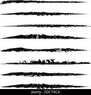 Horizontal black ink scratches or brush watercolor