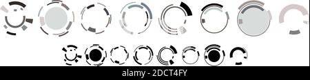 Geometric circles, GUI, UI, HUD segmented circles – Stock vector illustration, Clip art graphics Stock Vector