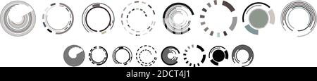 Geometric circles, GUI, UI, HUD segmented circles – Stock vector illustration, Clip art graphics Stock Vector