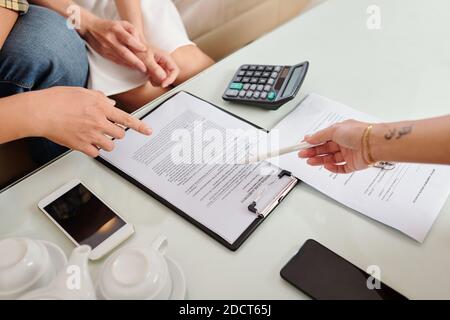 Signing residential lease agreement Stock Photo