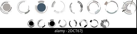 Geometric circles, GUI, UI, HUD segmented circles – Stock vector illustration, Clip art graphics Stock Vector