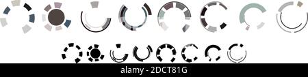 Geometric circles, GUI, UI, HUD segmented circles – Stock vector illustration, Clip art graphics Stock Vector