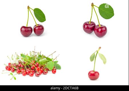 Set of Cherry isolated on a white background Stock Photo