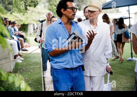 Fashion designer Haider Ackermann (President of the jury) and actress Tilda Swinton (member of the jury) at 33rd International Festival of Fashion and Photography held at Villa Noailles, in Hyeres, France, on April 28, 2018. Photo by Marie-Paola Bertrand-Hillion/ABACAPRESS.COM Stock Photo