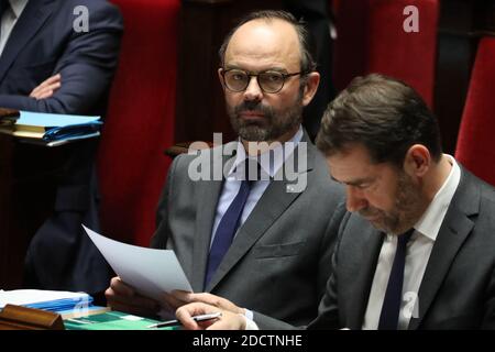 Prime Minister Edouard Philippe during the Questions to the government session in the National Assembly, Paris, France on January 31st, 2018 Photo by Henri Szwarc/ABACAPRESS.COM Stock Photo