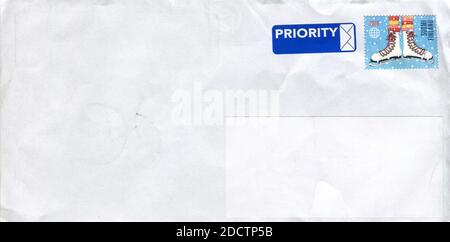 GOMEL, BELARUS - AUGUST 12, 2020: Old envelope which was dispatched from Finland to Gomel, Belarus, August 12, 2020. Stock Photo