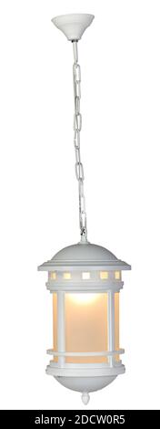 White garden pendant lamp on white background Stock Photo