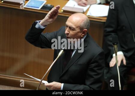 Minister of the Interior Gerard Collomb during the Questions to the government session in the National Assembly, Paris, France on January 31st, 2018 Photo by Henri Szwarc/ABACAPRESS.COM Stock Photo