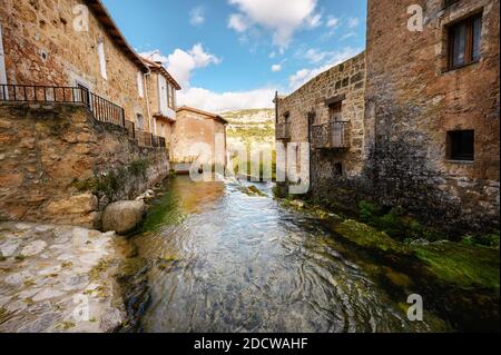 Picturesque Village Orbaneja Del Castillo in Burgos, Castilla Leon, Spain. High quality photo Stock Photo