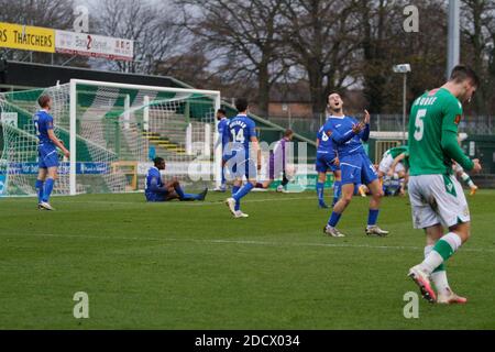 Yeovil Town FC versus Hartlepool United National League Vanarama , Yeovil , Somerset , Tom Knowles ,Alfie Lloyd  home win, Huish Park, Stock Photo