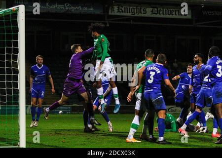 Yeovil Town FC versus Hartlepool United National League Vanarama , Yeovil , Somerset ,  ,Alfie Lloyd debut  home win, Huish Park, Stock Photo