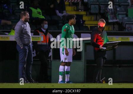 Yeovil Town FC versus Hartlepool United National League Vanarama , Yeovil , Somerset ,  ,Alfie Lloyd debut  home win, Huish Park, Stock Photo