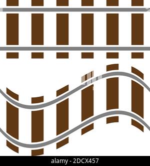Railroad, Train track, Railway contour, silhouette vector. Tramway, metro, subway path – Stock illustration, Clip art graphics Stock Vector