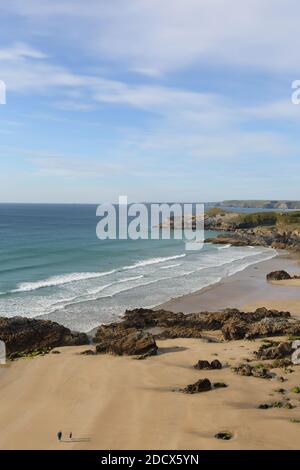 overlooking the South West Coast path , Watergate Bay . Newquay, Cornwall, England, UK. - Stock Photo