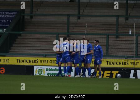 Yeovil Town FC versus Hartlepool United National League Vanarama , Yeovil , Somerset , Tom Knowles ,Alfie Lloyd  home win, Huish Park, Stock Photo