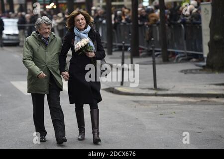 Jean-Louis Borloo and Beatrice Schonberg attending funerals of French singer France Gall in Paris, France, on January 12, 2018. Photo by Eliot Blondet/ABACAPRESS.COM Stock Photo
