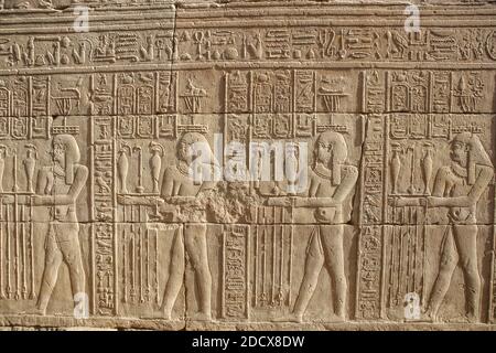 Temple of Edfu carvings on the West Bank of the Nile in Edfu, Egypt ...