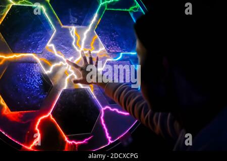 Electricity, education, science, futuristic and physics concept Stock Photo