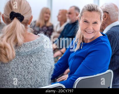 the long-awaited meeting of the elderly Stock Photo