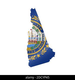 Detailed waving flag map of New Hampshire. map with masked flag. Stock Photo